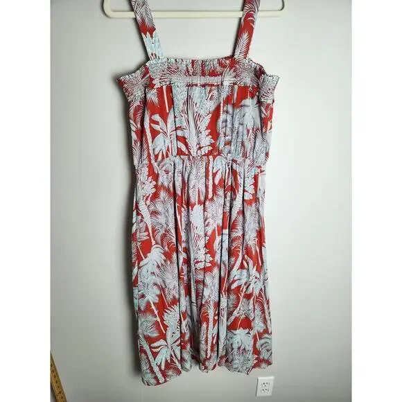 Talbots Oasis Palm Voile Fit and Flare Dress sz 12 lined resort vacation nwt - Picture 5 of 12